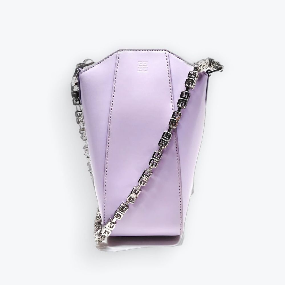 Auth Givenchy Lilac Purple Polished Leather Mini Vertical Antigona Satchel Ex++